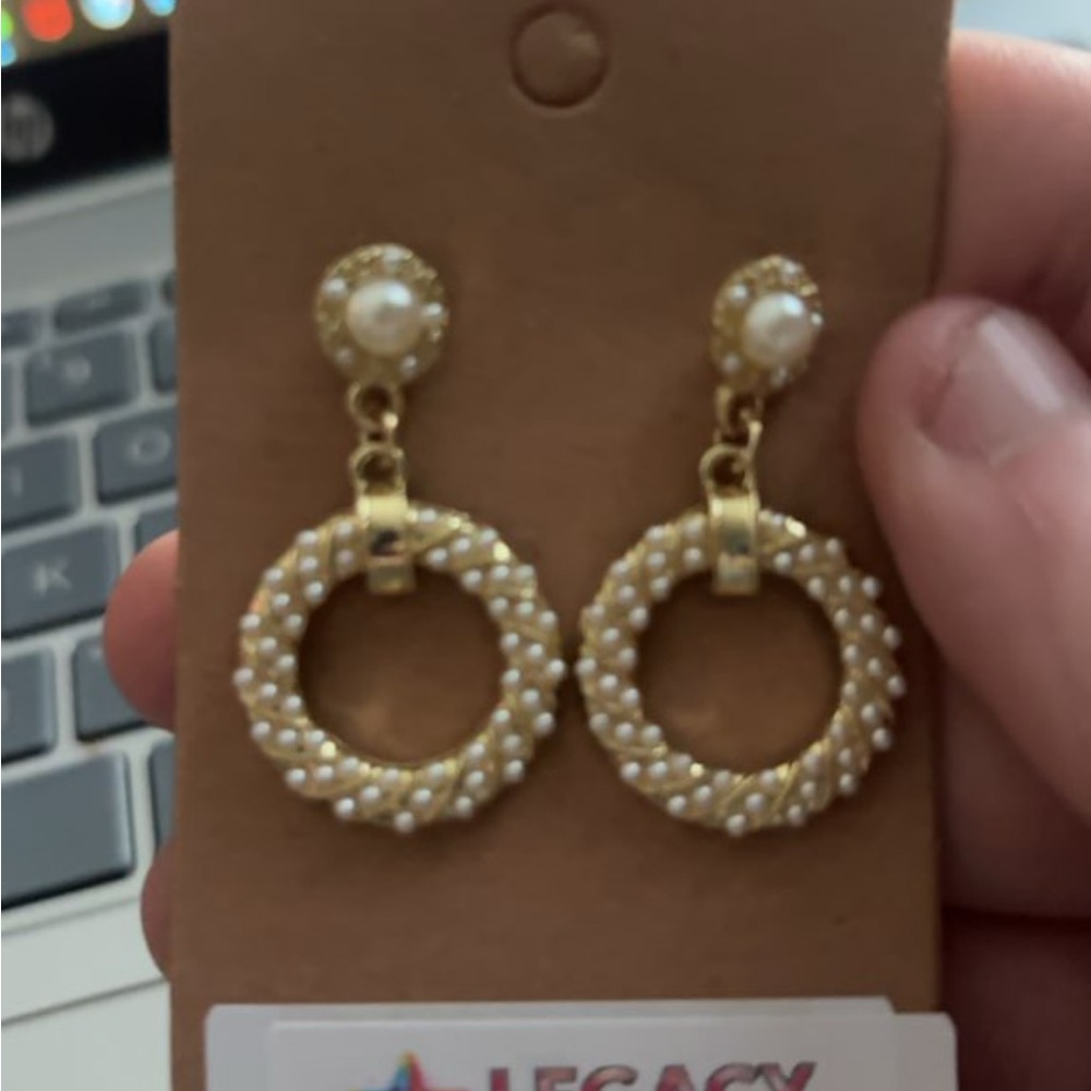Nwt Legacy Jewelry & Accessories Pearl Hoop Earrings